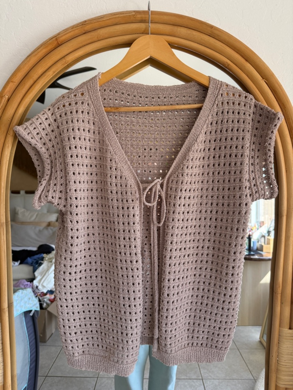 Crochet Cover-Up Top in Dusty Mauve